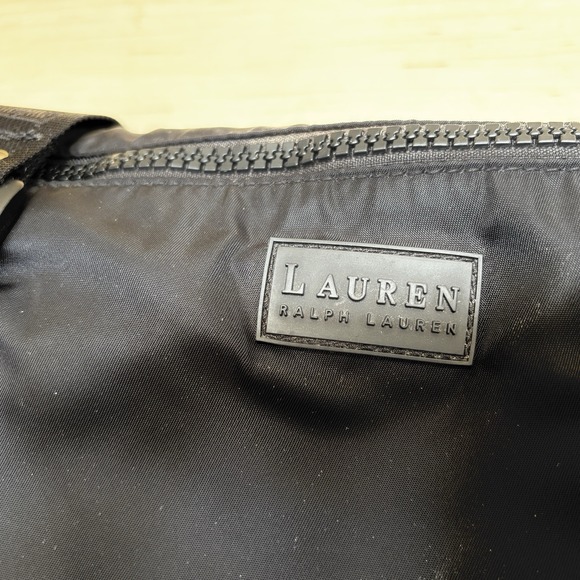 Lauren Ralph Lauren Black Nylon Duffel Overnight Weekend Travel Tote Bag - Picture 5 of 16